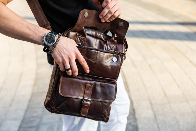 Мужская сумка-портфель из натуральной кожи «Luk» 4