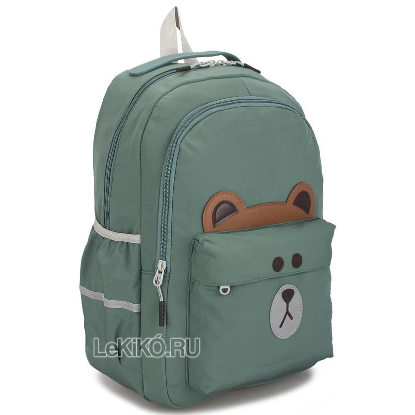 Подростковый рюкзак для школы Медвежонок зеленый