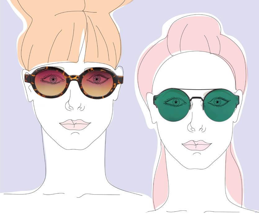 Модные солнцезащитные очки с разноцветными линзами