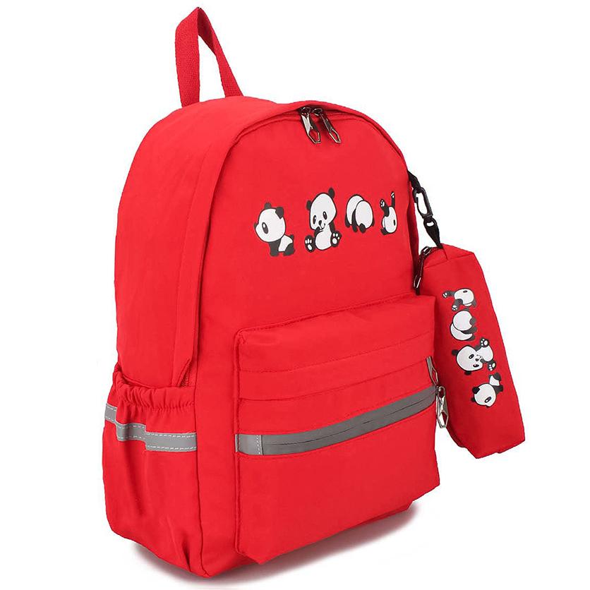 Рюкзак для подростков в школу Панды красный