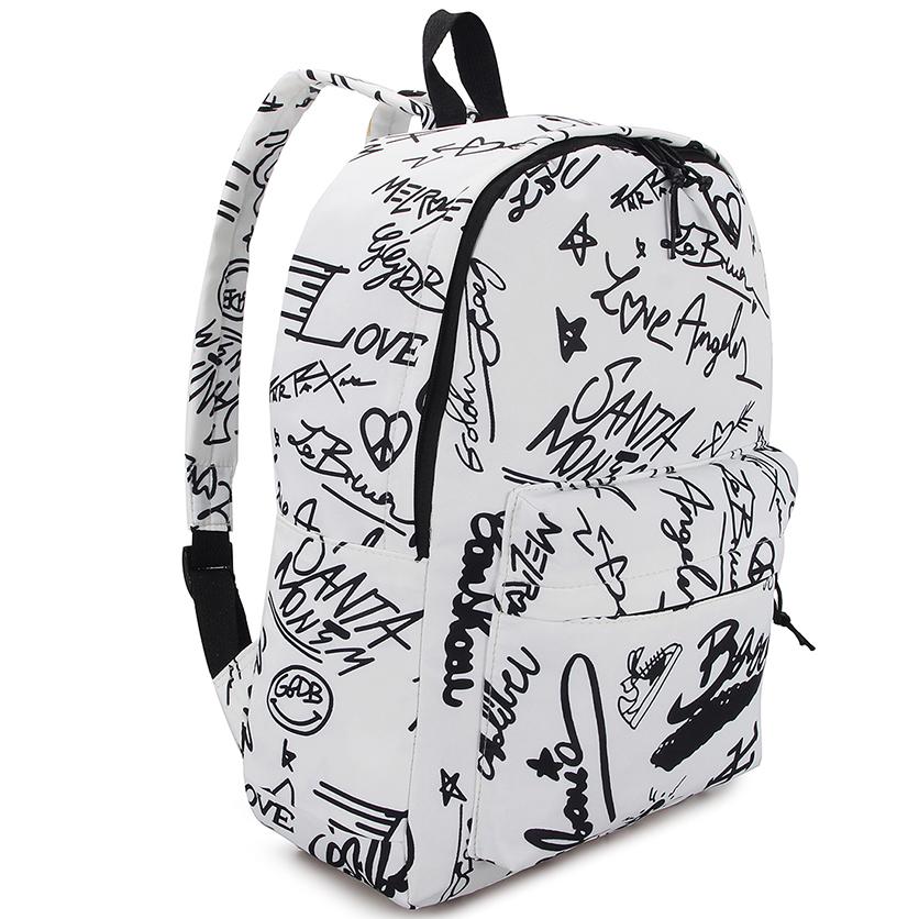 Рюкзак для подростков в школу Граффити белый