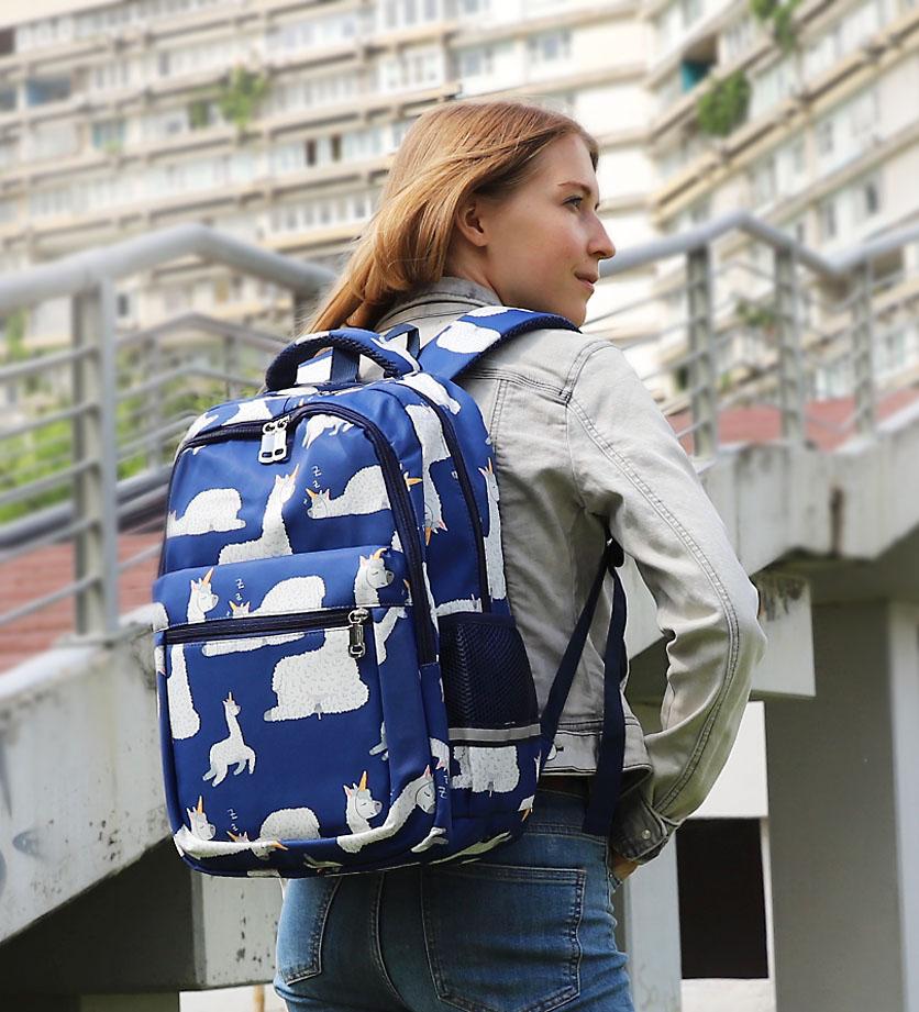 Рюкзак для подростков в школу Лама синий 1
