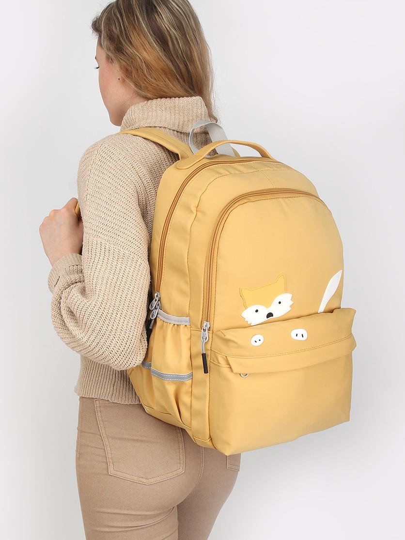 Рюкзак для подростков в школу Лисенок желтый